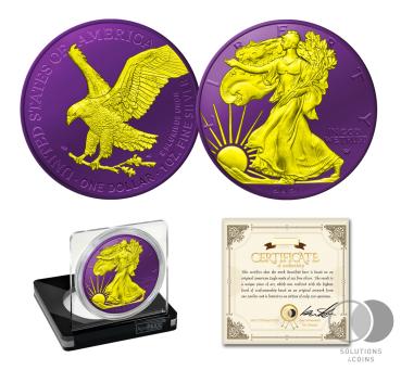 1 Unze American Eagle 2021 Double Space Serie Typ 2 - Violett  Gelb